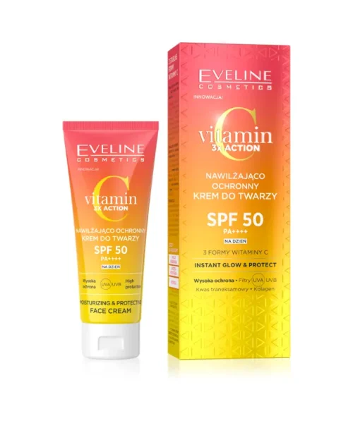 Creme Rosto SFP50 Hidratação&Proteção Vitamin C 3xAction de Eveline Cosmetics